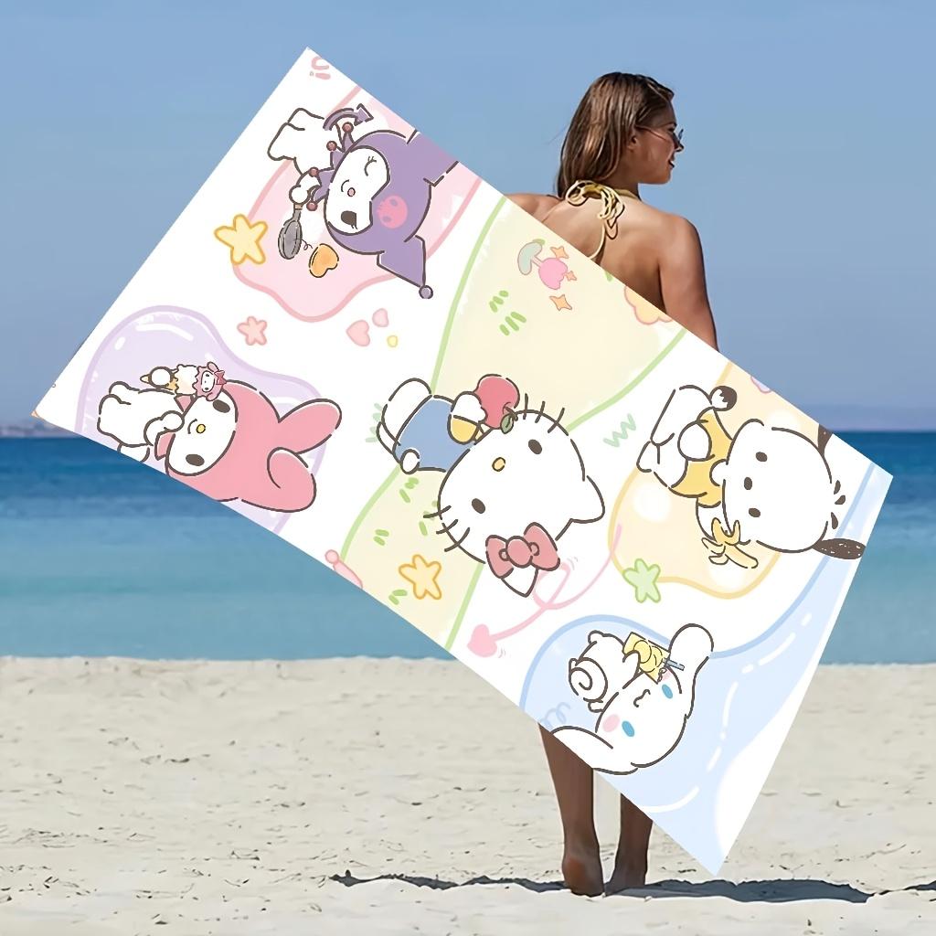 Sanrio Friends Beach Towel Single Sided 2D Print Cute Soft Beach Towel Beach Pool Bathroom Towel Cheerful Gift for Kawaii Lovers