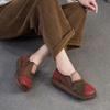Johnature Retro Mixed Colors Soft Soled Flats Genuine Leather Comfortable Round Toe Women's Slip-on Shoes