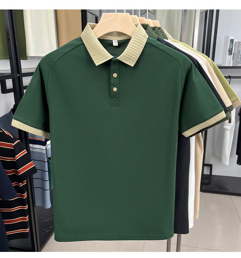 Men'S Lapel Short Sleeve Polo Shirt T-Shirt Short Sleeve High End Lapel Company Men'S Culture Top