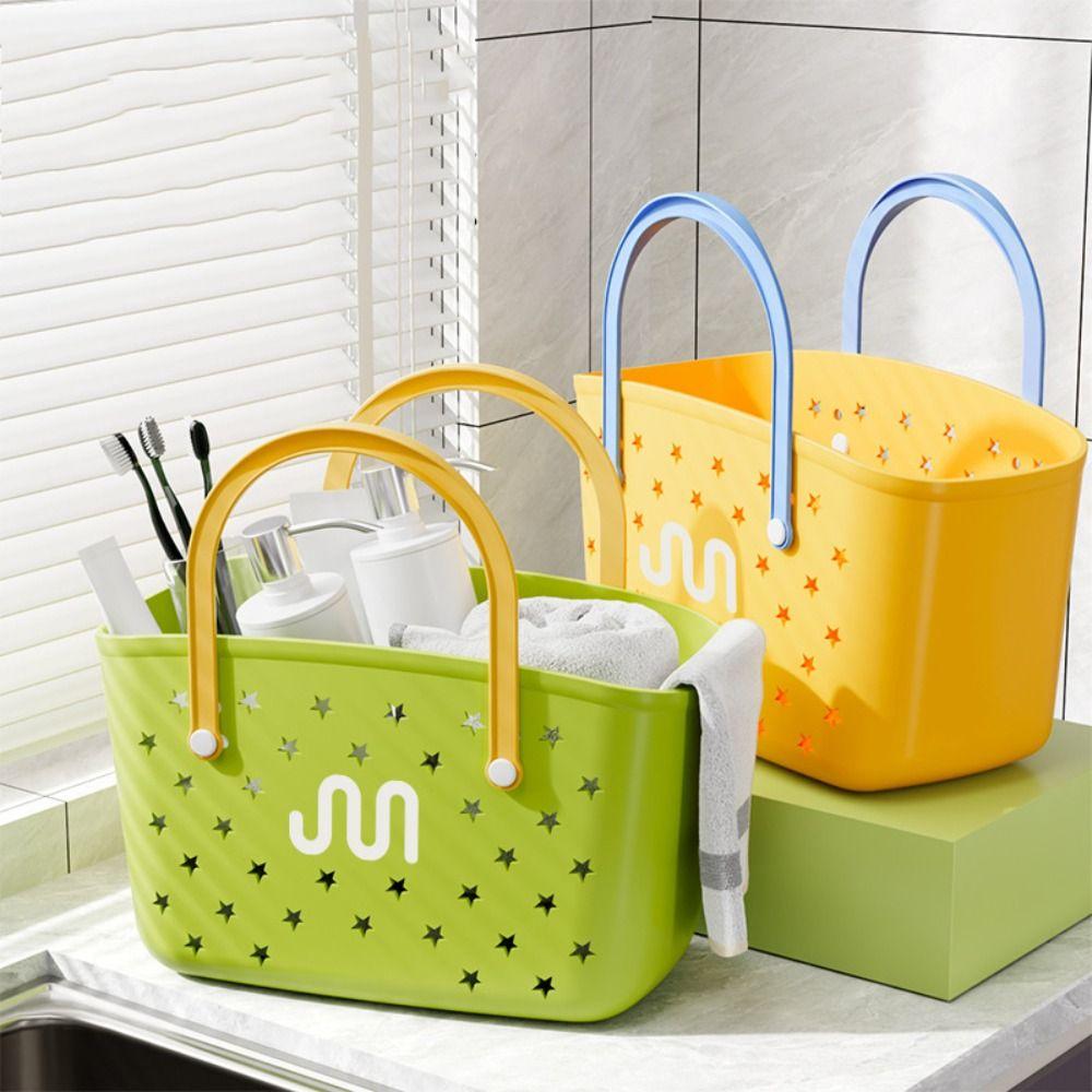 

Large Capacity Beach Bag Plastic Bath Basket Portable Bathroom Storage Basket чорний