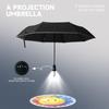 Guarda-sol à Prova de Vento e Chuva com Halo Refletor e Lâmpada Projetora LED à Noite, UPF50+, Guarda-chuva de Dobra Inversa, 8 Varetas Reforçadas.