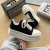 Fashion Youthful And Trendy Men's Casual Solid- Color Canvas Shoes With Lace -Up Thick-Soled Design Comfortable Urban Style Sports Shoes