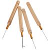 12Pcs Alloy Pulling Hook Wooden Handle Feathers Extensions Silicone Link Rings  Beading Link Rings