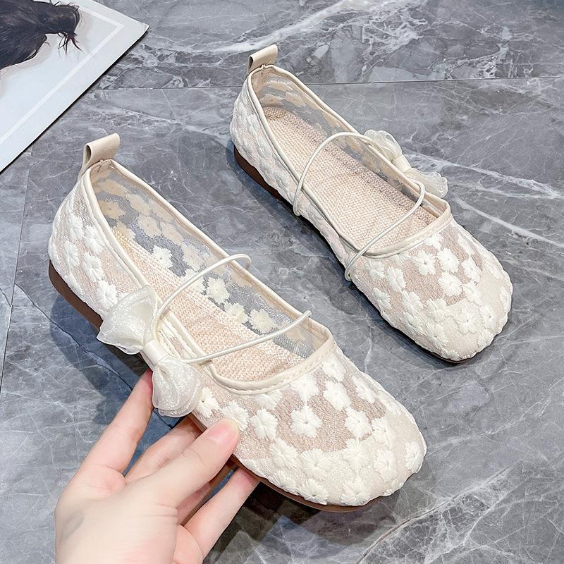 Mary Jane Sandals Summer Breathable Mesh Women's Shoes Flat-bottomed Fisherman Shoes with Skirt Baotou Shoes