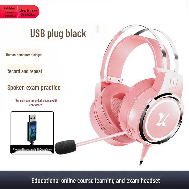 USB Over-Ear Headphones with Microphone for English Listening & Speaking Exams – Ideal for Middle & High School Online Classes