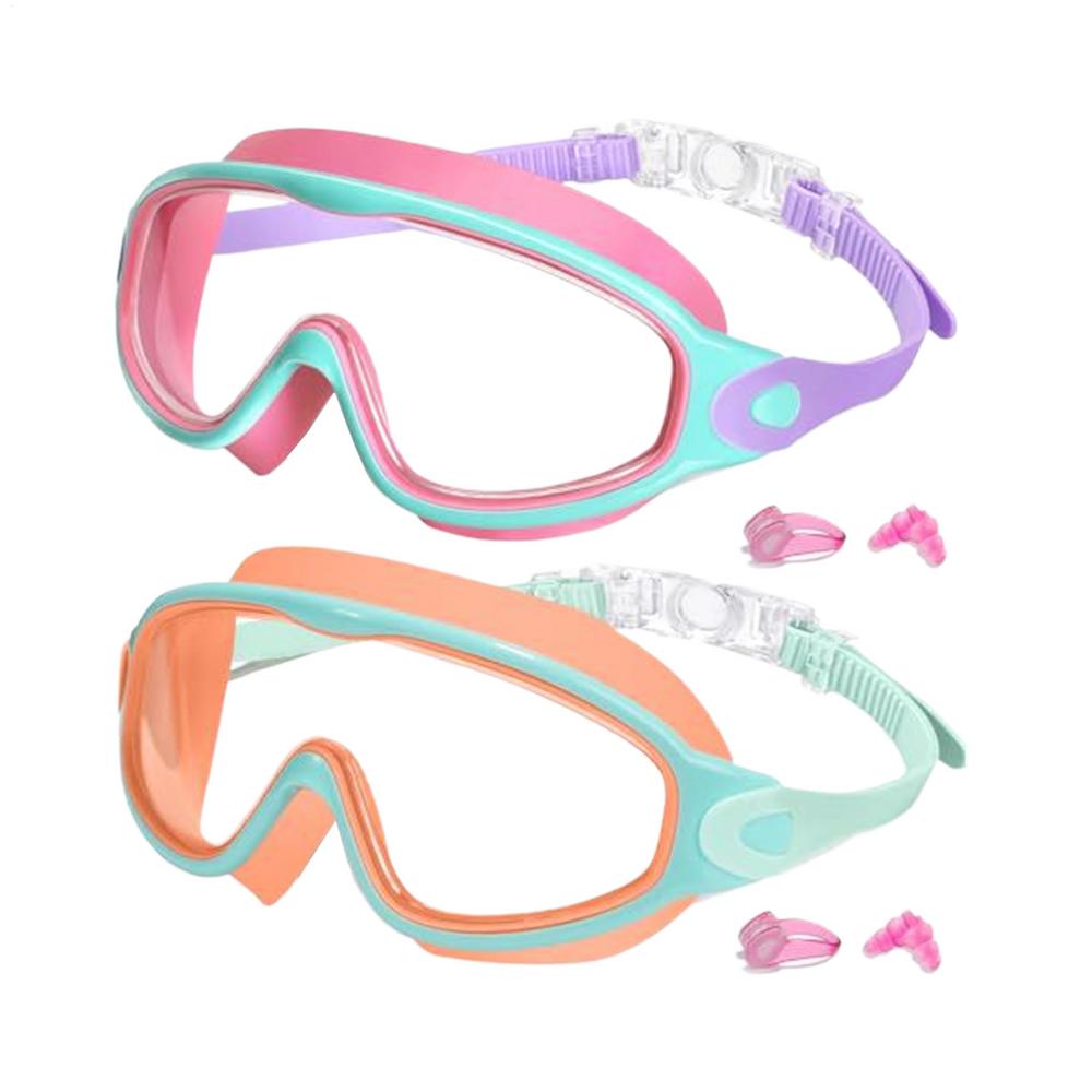 Kids Swimming Goggles for Boys & Girls (3-14 Years) - Big Frame HD View, Anti-Fog, No-Leak, Comfortable Silicone Swim Goggles