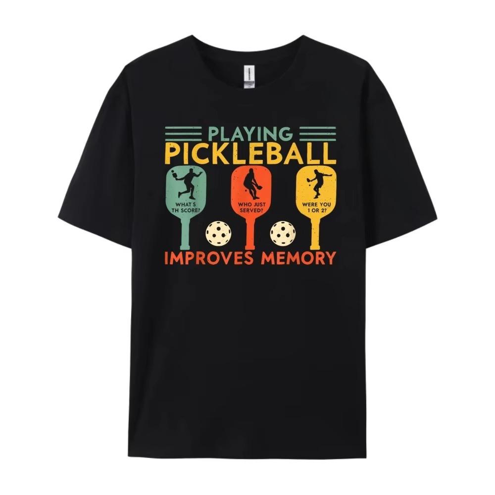 2026 New Playing Pickleball Improves Memory Funny Pickleball Player Graphic Tshirt Men Women Humor Vintage Tshirts Mens Tee M