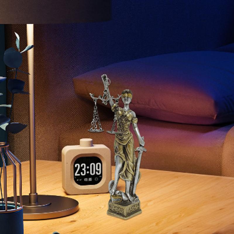 Skulptur Gerechtigkeit Fairness Justitia Dame Statue Göttin der Gerechtigkeit und Fairness Schreibtischornament für Wohnzimmer Schlafzimmer