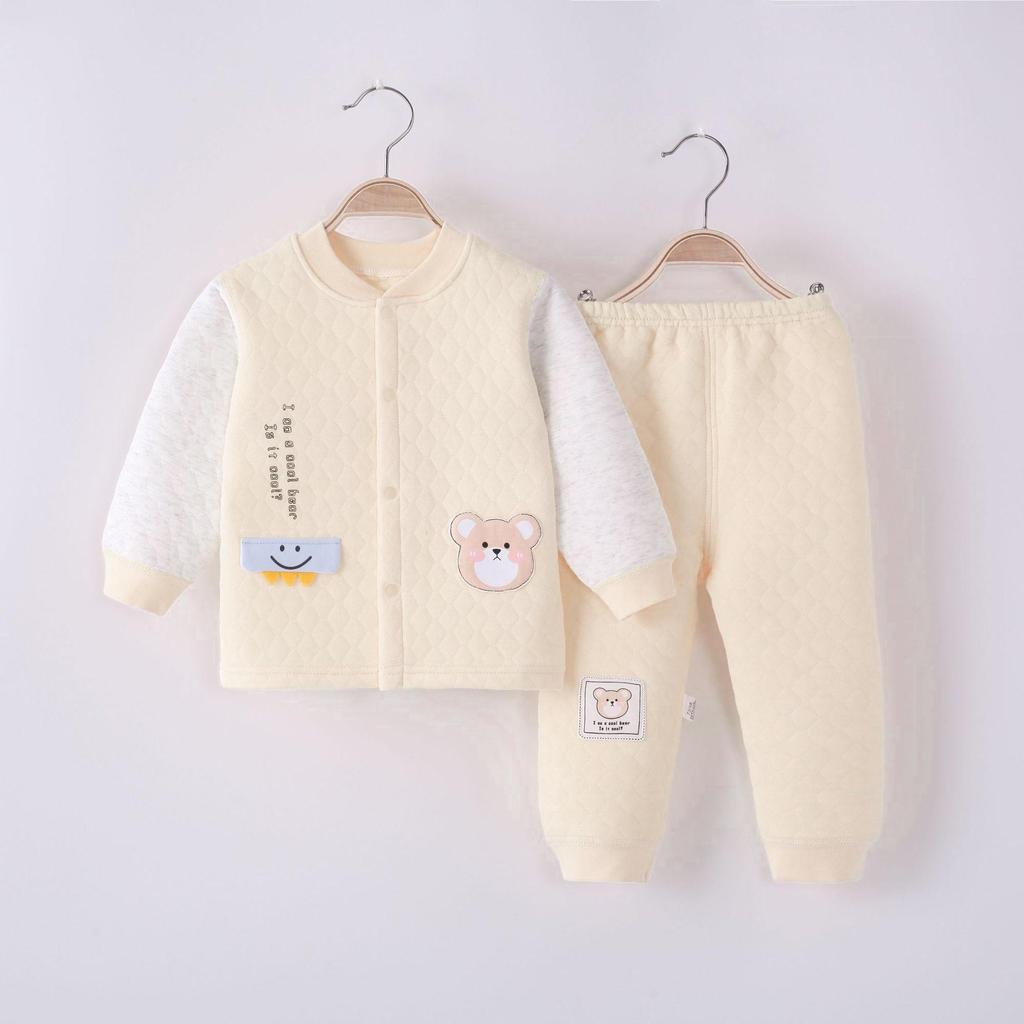 Class A Baby Clothes: Three-Layer Cardigan & Boneless Split Underwear Set for Boys and Girls - Perfect for Spring, Autumn, and Winter