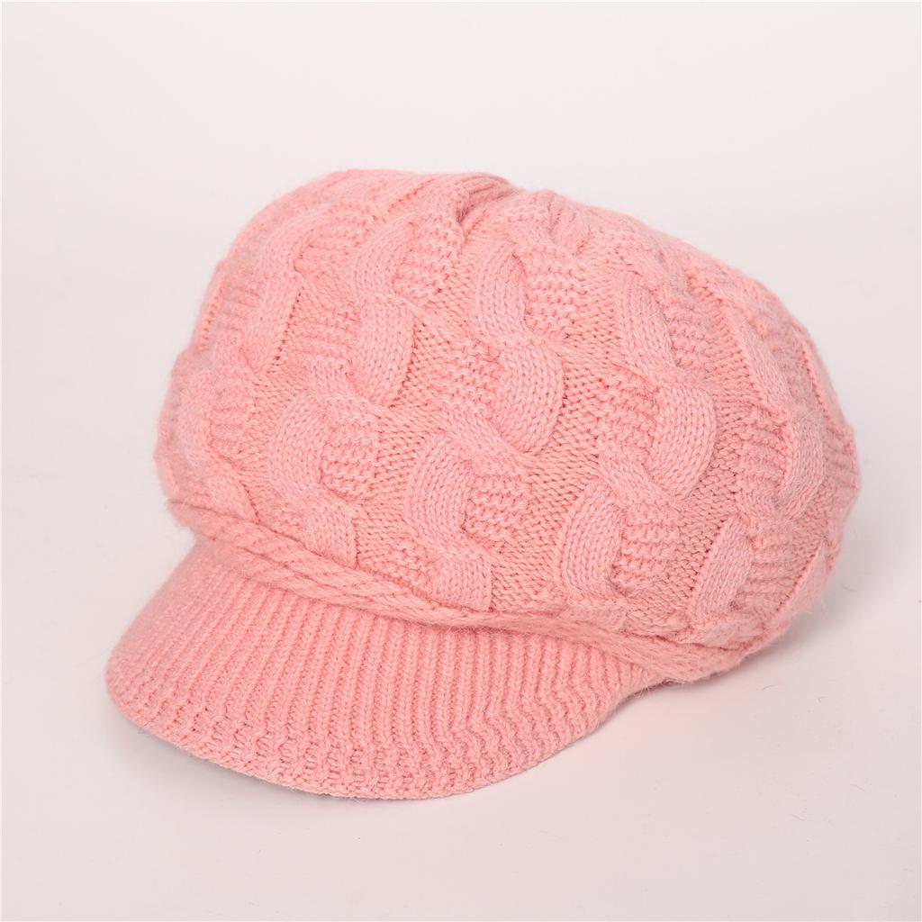 Autumn and Winter Fleece-Lined Thickened Warm Knitted Hat Women's Berets