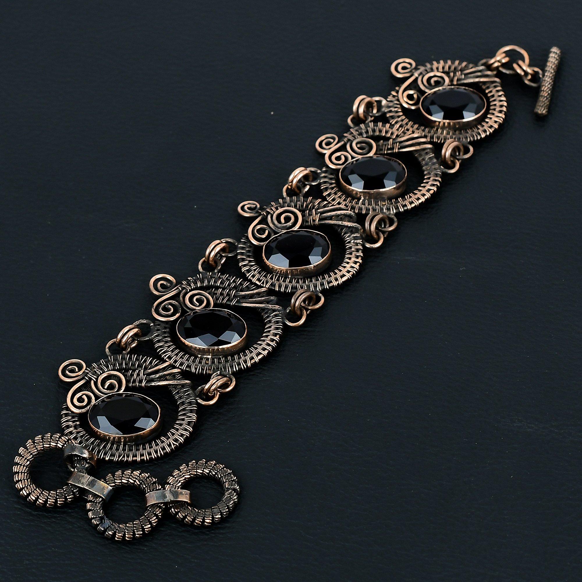 

Чудесный аметистовый драгоценный камень, браслет ручной работы из чистой медной проволоки, ювелирные изделия 7-8 Inches фиолетовый