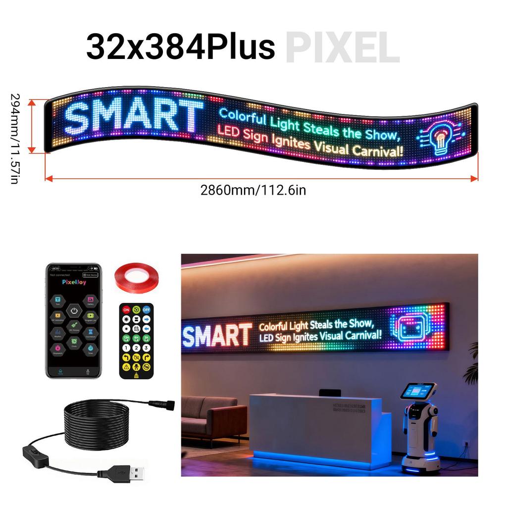 Bluetooth-Controlled LED Flexible Car Display Screen with USB for DIY Advertising