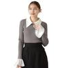 JILL by JILL STUART Marron Erica Thread Rib Knit Gray Women's Sweater,