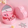 Hair Accessories Box Jewelry Storage With Mirror Pink Hair Clips Rubber Band Organiser For Girls Children Portable Travel Case