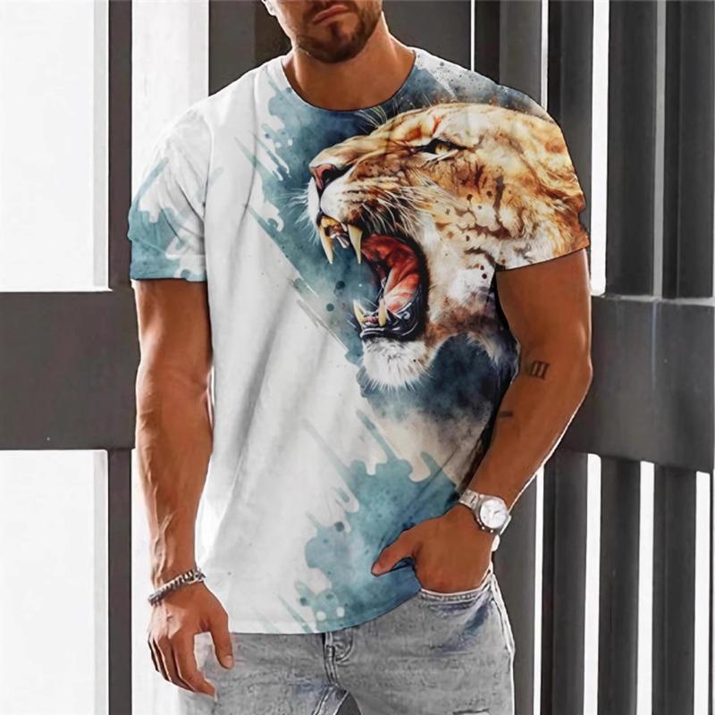 Short Sleeved T-shirt Men's Animal Tiger 3D Digital Printing Shirt