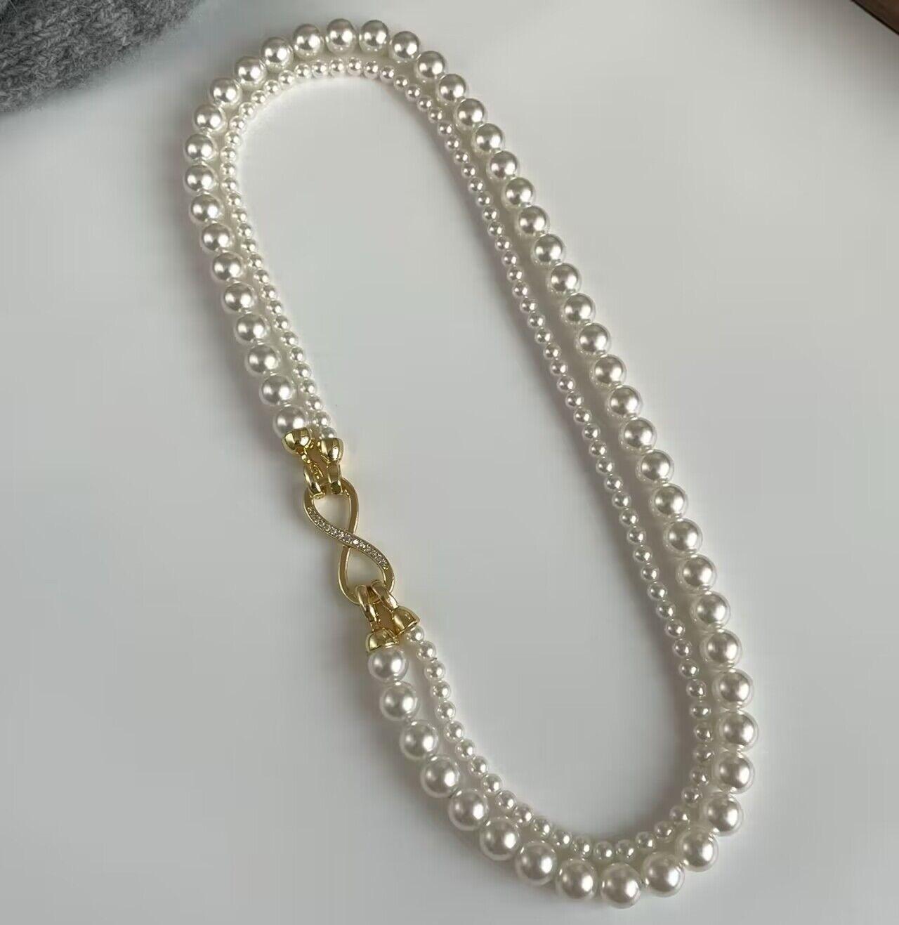 

Акоя серый жемчуг двухрядный чокер с застежкой «восьмерка»