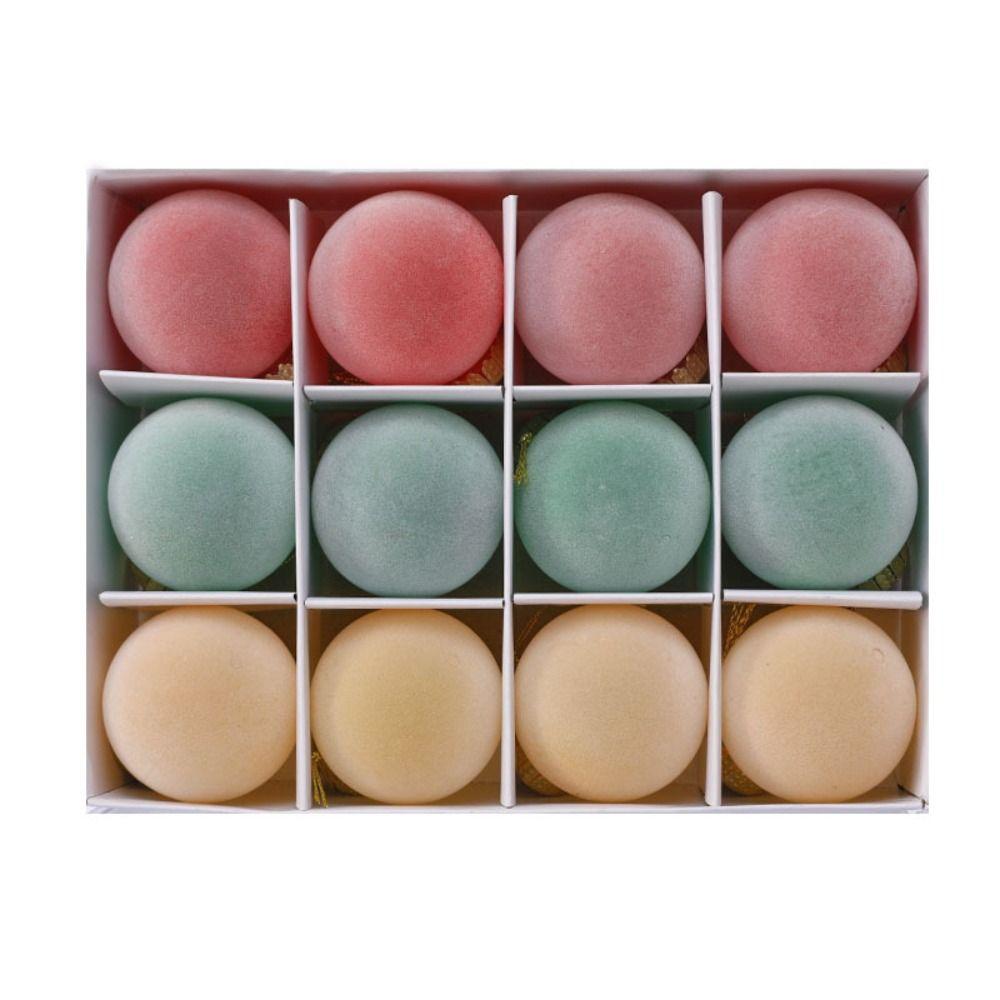 

12pcs PET Flocked Christmas Balls Ornament 6cm Xmas Tree Hanging Decoration Xmas Home Decor style 3