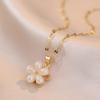 Rotating Mermaid Pearl Flower Titanium Steel Necklace for Women – Elegant Light Luxury Design