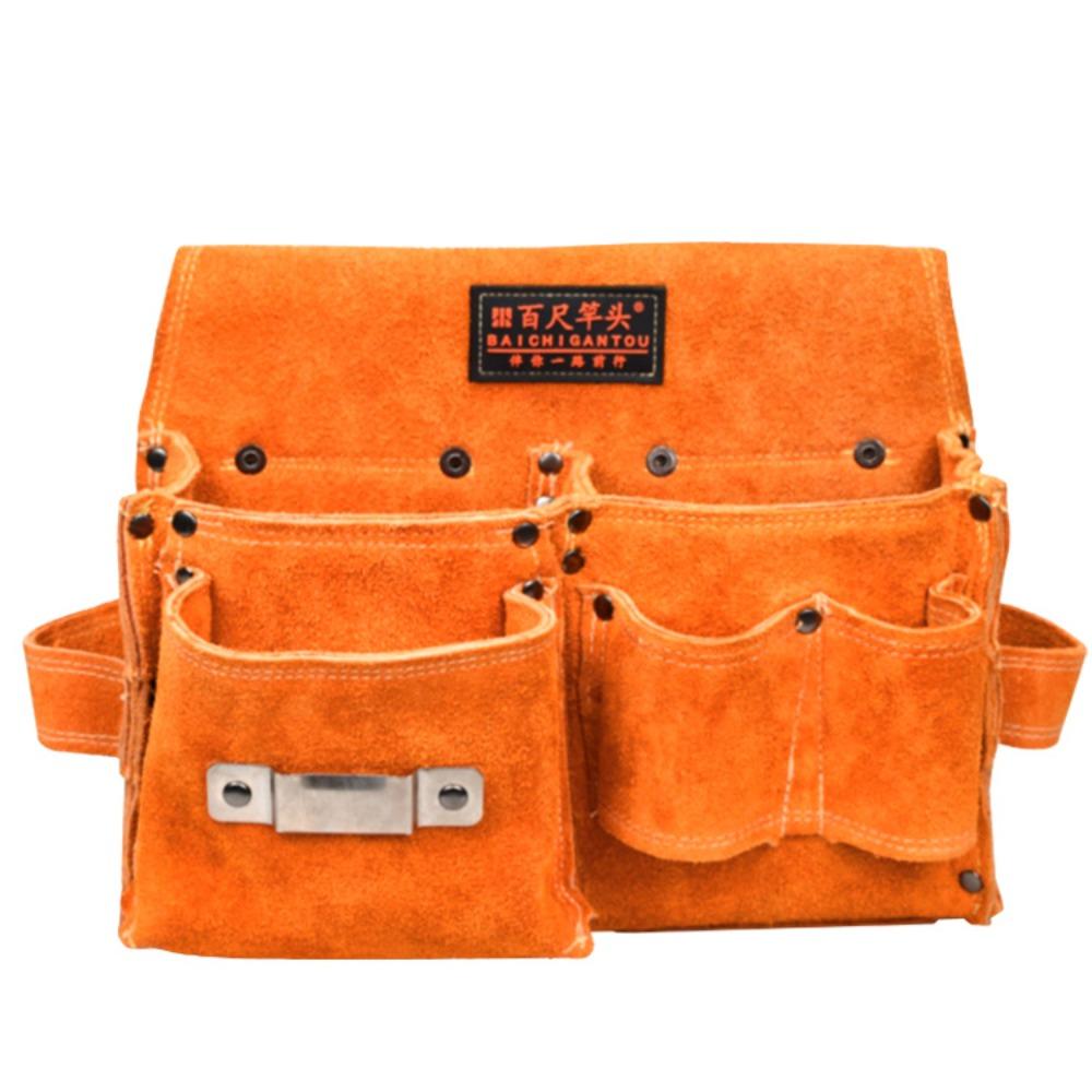 

Sturdy Belt Tool Bag Large Capacity Tool Storage Bag Artificial Leather Nail Bag Wrench оранжевый