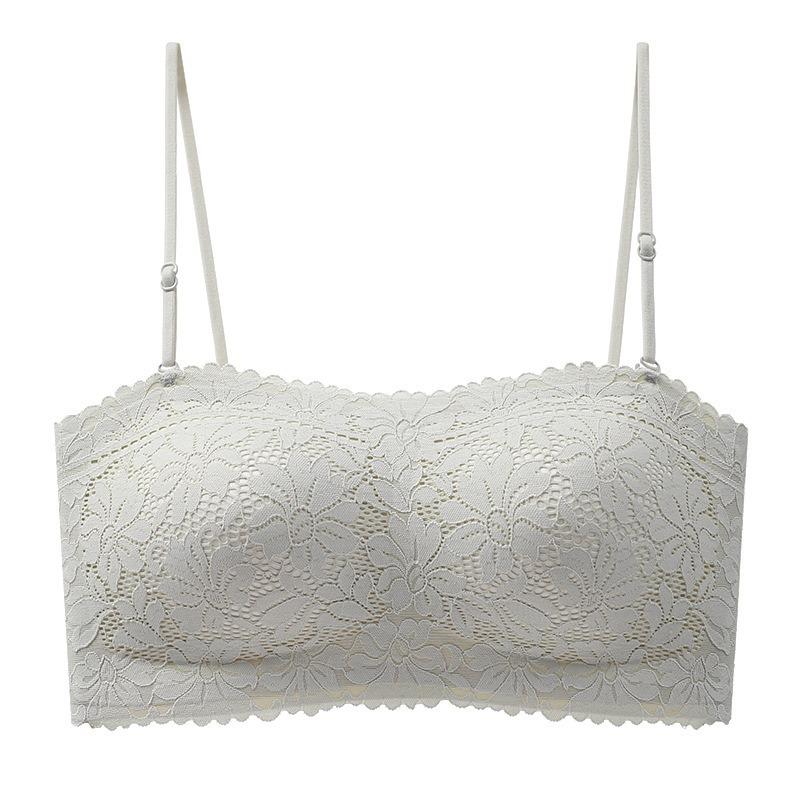 Summer Freedom Strapless Invisible Non-slip Gathering Small Chest Traceless Steel Rim Lace Tube Top Anti-light Bra Cover