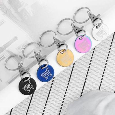 Porte-clés Jeton en Acier Inoxydable avec Logo Gravé au Laser pour Caddies de Supermarché
