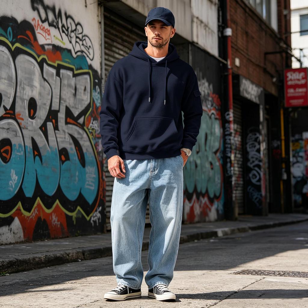 Herren Kapuzenpullover mit Taschen Lässig Bequem Pullover Sweatshirt