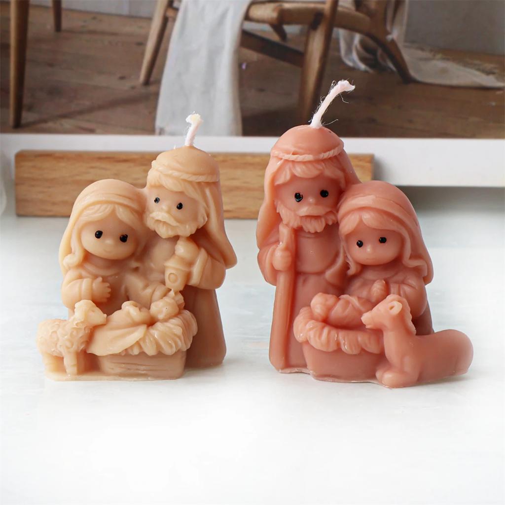 3D Nativity Scene Silicone Mold Mini Scented Candle DIY Craft Home Decor Handmade Religious Art Mold Candle Making Supplies