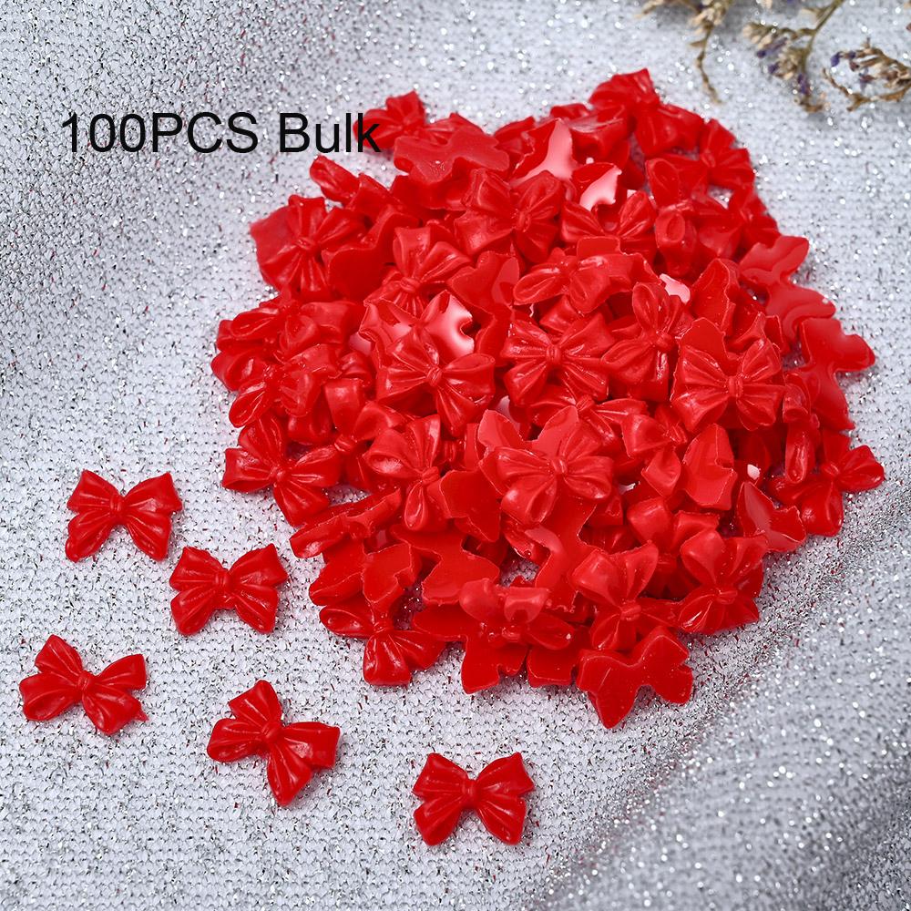 50/100 pezzi Rosa Bianco Kawaii Fiocco Ciondolo per Unghie 3D Resina Fiocco Flatback Gemme per Unghie 8*10mm Strass Gioielli per Nail Art #Papillon