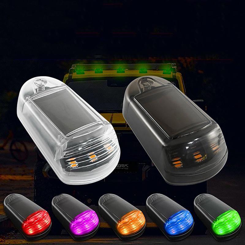 1Pc Solar Powered Car Signal Lights Truck Roof Light For Truck Solar Cab Lights Punch-Free Led Light 7 Colors Roof Lamp