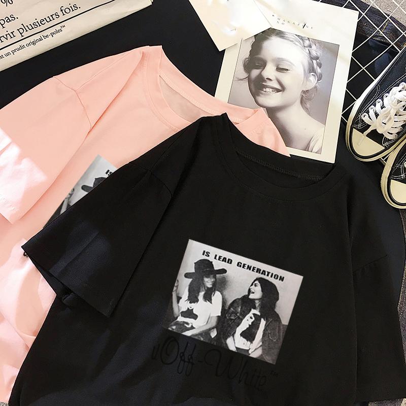 Hirsionsan Punk Short Sleeve Women T Shirt 2020 New Summer Gothic Graphic Tees Streetwear Soft Letter Printed Ladies Cool Tops