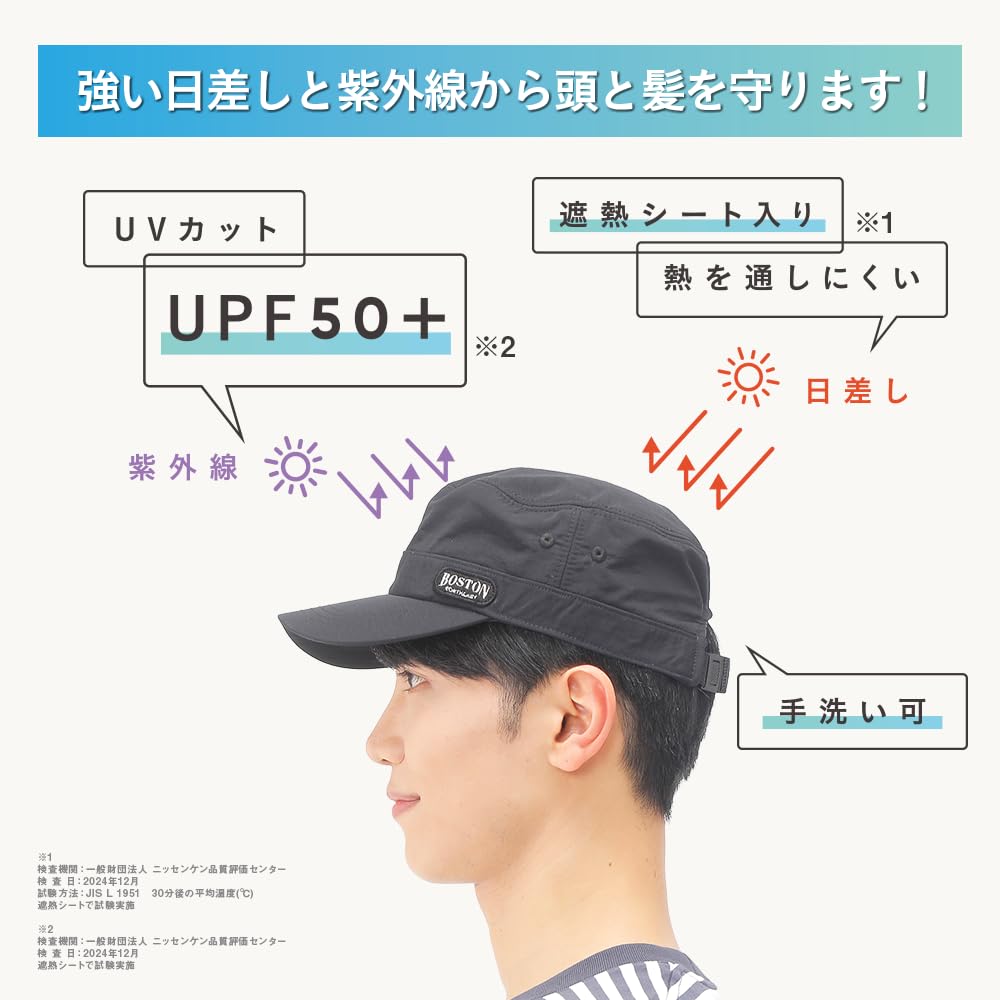 Beisia Sun Protection Hearest Lipwork Free Size Men's Heat-Shielding Hat, Black,