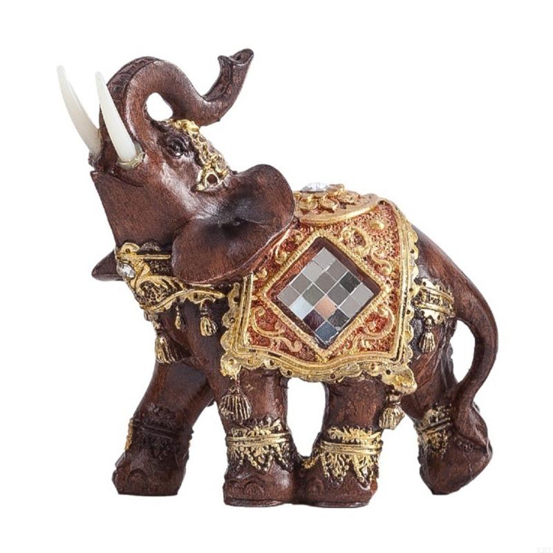 

Golden Thai Elephant Sculpture Feng Shui Wealth Decoration Resin Elephant Figurine For Office Home Gift X3UC S коричневый
