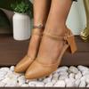 Spring Summer Fairy Style Thin-Strap High Heels Bowknot with Golden Buckle Comfortable Versatile
