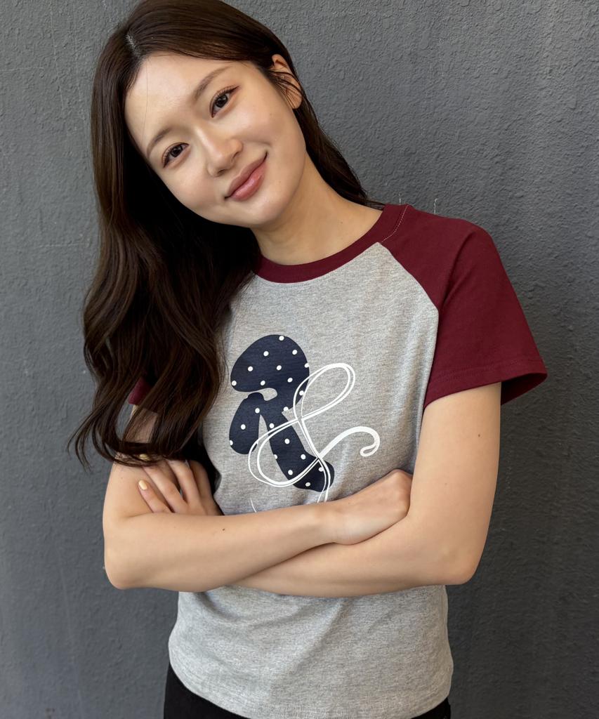 Loginaenloji Rnr Dot Point Ragian T-Shirt Gray-Wine
