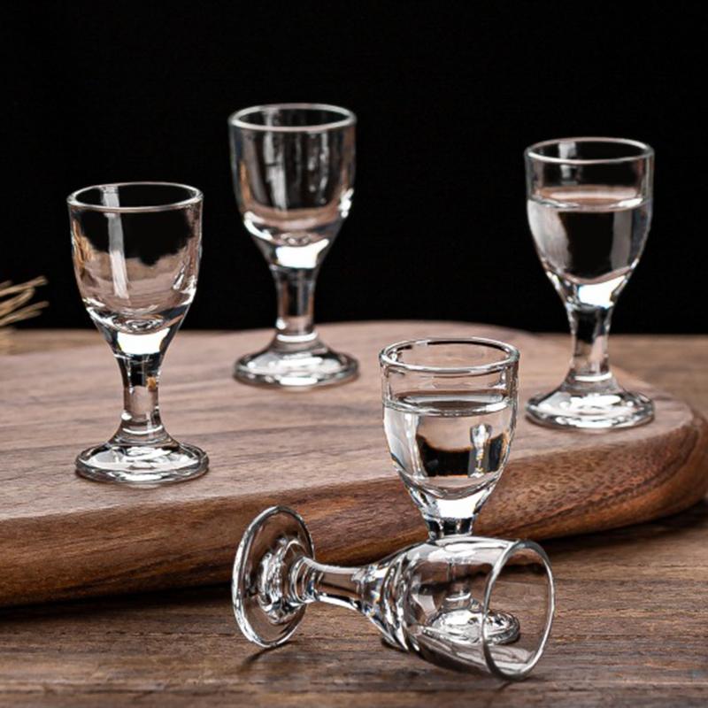 6pcs Wine Cups Set 10ml SGlass Transparent Drinkware Tall Foot Small Capacity Goblet Liquor Spirits Glasses Drinking Cups