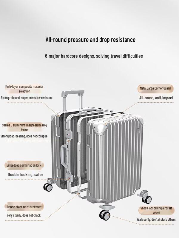 

OIWAS Armor Series 24-inch Silver Aluminum Frame Luggage