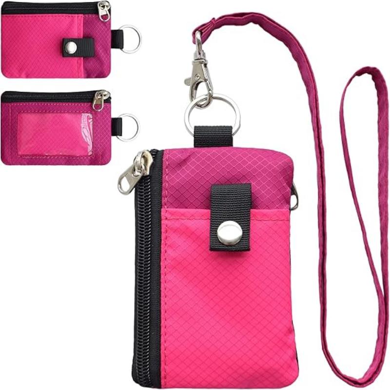 Badge Holder With Id Window Small Wallet Waterproof Anti-Theft Travel Keychain Wallet Men Women Slim Zip Card Lanyard Wallet
