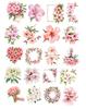 20pcs Watercolor pink azalea and butterfly bouquet Hand Account Stickers  Stationery Laptop Fridge Suitcase Skateboard Phone