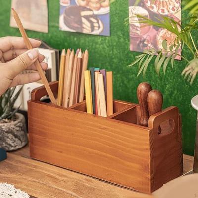 Aufbewahrungsbox aus Holz Organizer Kleinkram Robust Geschenke Zubehör Schreibtisch Stifthalter Büro