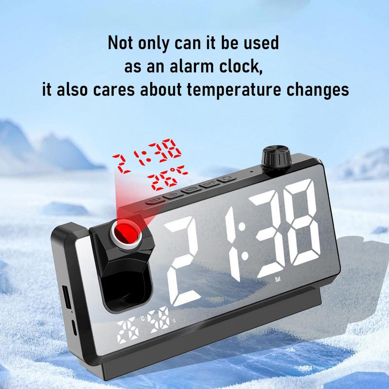 Digital Clock Projector HD LED Display Smart Projection Clocks For Bedroom Modern Desk Decor 180 Degree Rotatable Smart Smart