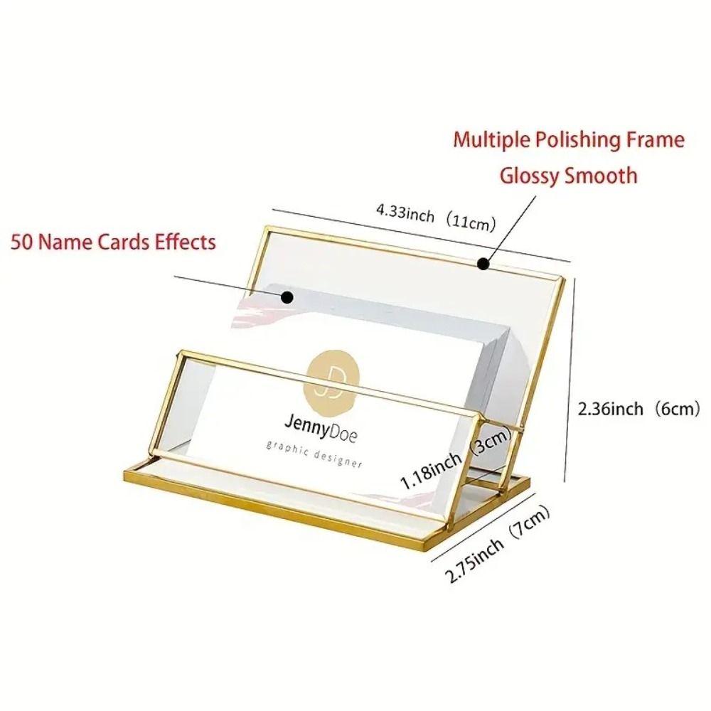 Metal Vintage Clear Golden Edge Holder Professional Business Card Organizer Businessmen