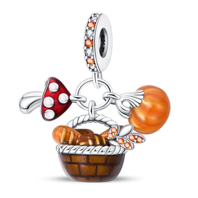 Copper Golden Autumn Series Charms Beads Scarecrow Pumpkin Maple Leaf Charms For Women Fine Diy Jewelry