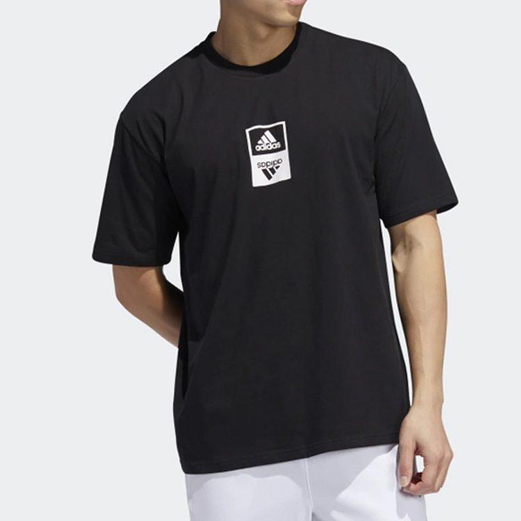 Adidas T Shirts Men's Black Crew Neck Moderate Straight Fit ED8292