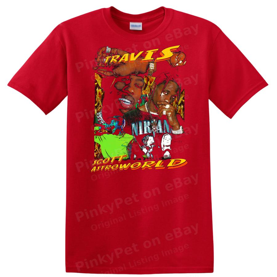 Travis Scott Astroworld Graphic T Shirt Vintage Art Colorful Music Tee