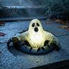 Resin Ghost Spooky Decor Break Out The Wall Halloween Decoration, Light Up Desk Accessories Horror Statue for Haunted House, Holiday Home Decorative