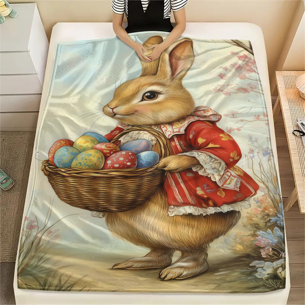 Coperta in Flanella con Stampa di Uova di Pasqua, Alta Qualità, Confortevole per Tutte le Stagioni, Decorazione per la Casa, Calore e Comfort, Perfetta per Regali di Natale