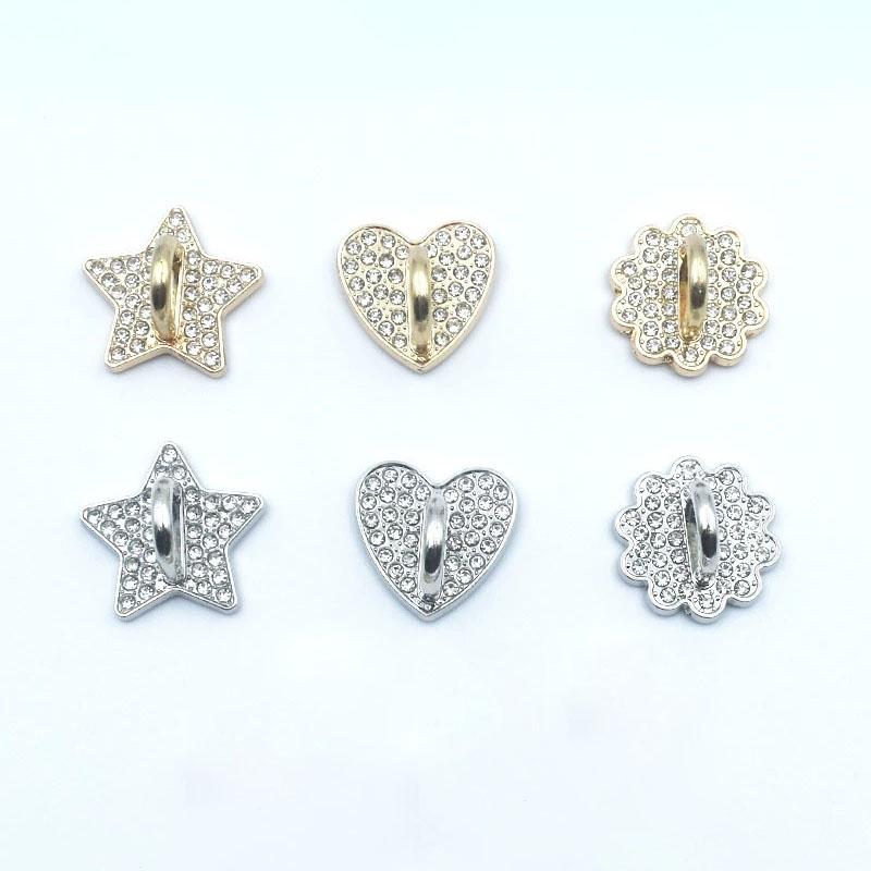2Pcs Rhinestone Metal DIY Phone Case Accessories Adhesive Pendant Star Love Flower Base Pendant Universal Shining Hook