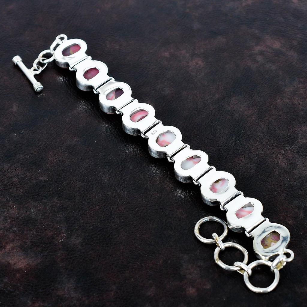 Kingman red mohave copper turquoise gemstone bracelet 925 sterling silver adjustable chain bracelet handmade boho jewelry anniversary gifts