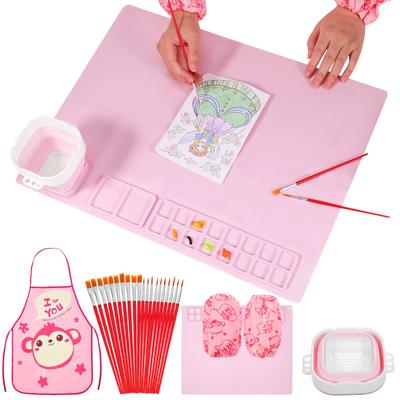 Silicone Drawing Mat Pad for Kids Painting with Cup Mats Silica Gel Water Child