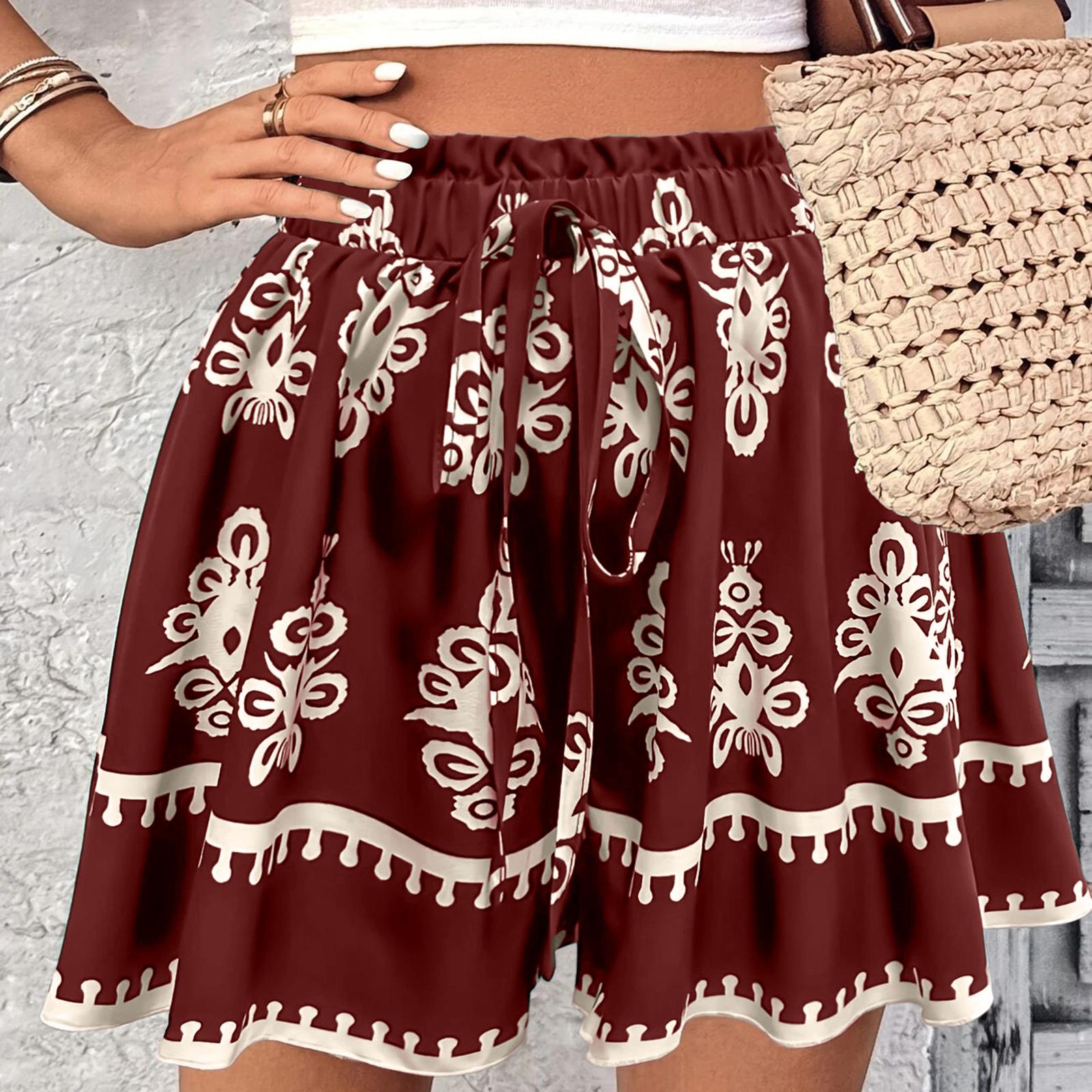 Женские Повседневные Свободные Модные Весенне-Летние Шорты с Бохо Принтом S